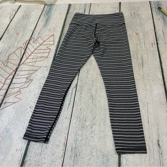 Zyia 4 black white striped leggings herringbone activewear yoga running stretch - Picture 6 of 8